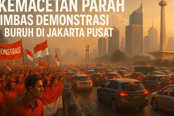 Kemacetan Parah Imbas Demonstrasi Buruh di Jakarta Pusat | Nasional